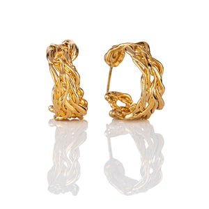 contemporary woven gold hoop earrings 