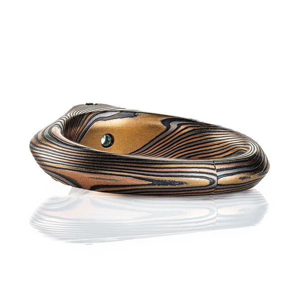 Whimsigothic Mokume Gane Engagement Ring with Sapphire Kite