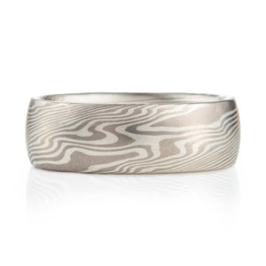 mokume gane ring in twist pattern, palladium and silver