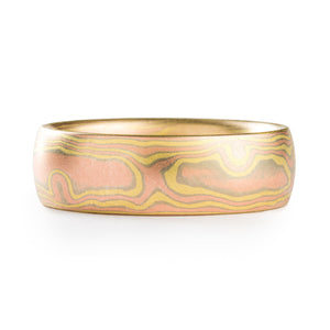 mokume gane ring woodgrain pattern all gold palette