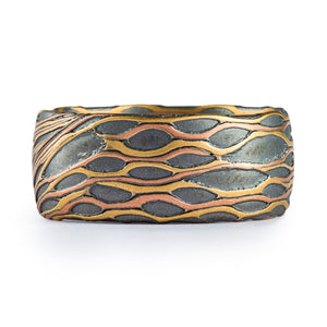 completely custom designed arn krebs mokume gane pattern, this pattern was inspired by a cholla cactus