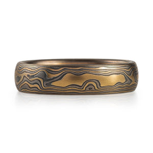 mokume gane woodgrain pattern flare palette ring