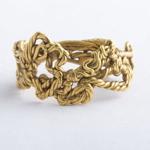 Solid 18K Yellow Gold Weave Ring