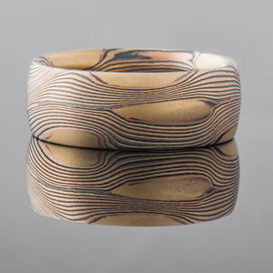 ring affordable mokume wedding band gold flow pattern
