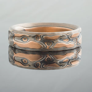 mokume gane ring mens band wedding ring woodgrain