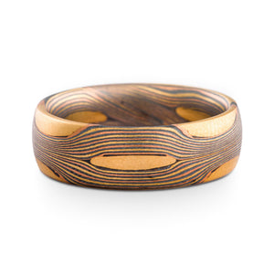 Organic Mokume Gane Ring or Wedding Band in Flow Pattern and Fire Palette