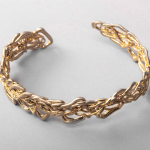 Thin Knitted Gold Cuff Bracelet