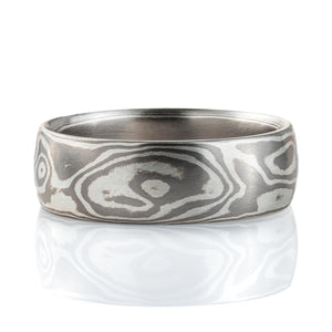 Mokume Woodgrain Pattern Ring in Palladium and Silver SHIPS TODAY
