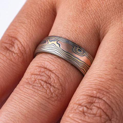 Bold 18kt Gold Mokume Gane Ring Susan Freda Studios
