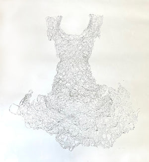 Large Scale Ruffled Dress Collagraph Embossed Print ~ Anima (Breeze) Dress Collagraph
