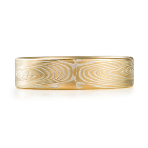 mokume gane ring, graphic feeling style with flat profile and linear pattern