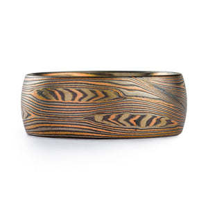 better than chris Ploof because its a signature pattern. Flow pattern, mokume ring in rose gold, yellow gold, white gold and silver 