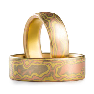 all gold mokume gane ring set