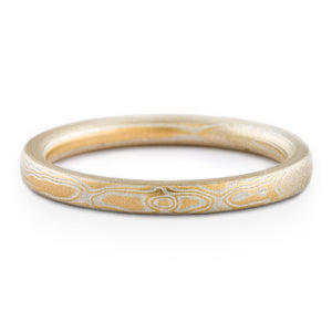 Delicate Mokume Gane Ring or Wedding Band in Non Oxidized Spark Palette and Woodgrain Pattern