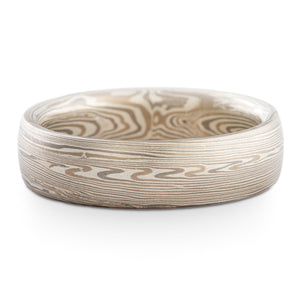Elegant Mokume Gane Wedding Band or Ring in Vortex Pattern and Smoke Palette
