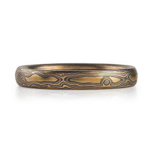 narrow mokume gane woodgrain pattern wedding band