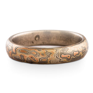 Rustic Mokume Gane Ring or Wedding Band Droplet Pattern in Embers Palette SHIPS TODAY
