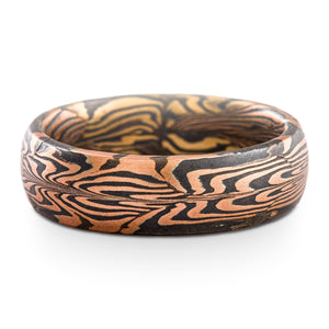 Unique Experimental Pattern Mokume Gane Wedding Band or Ring in Combination Palette SHIPS TODAY