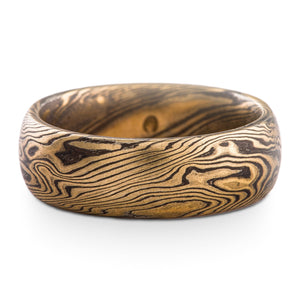 Naturalistic Mokume Gane Ring Wedding Band Twist Pattern in Oxidized Spark Palette SHIPS TODAY