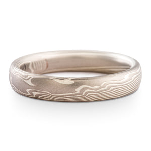 Misty Mokume Gane Ring or Wedding Band in Twist Pattern and Ash Palette