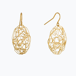 Spun Oval Gold Wire Earrings