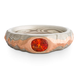 summit mountain peak mokume sapphire ring