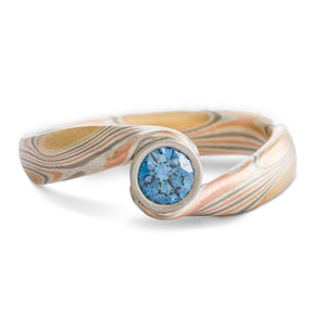 blue diamond bypass mokume ring