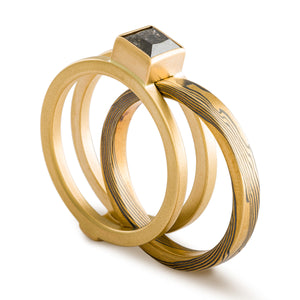 square diamond with mokume gane ring