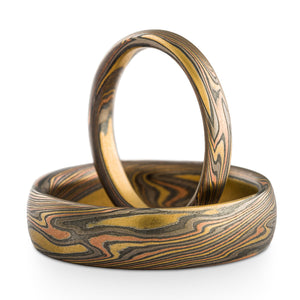mokume gane ring set
