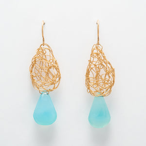 Teardrops with Faceted Chalcedony Drops