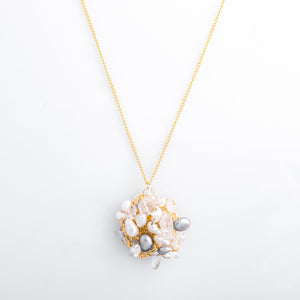 Spun Freshwater Pearl and Quartz Cluster Pendant