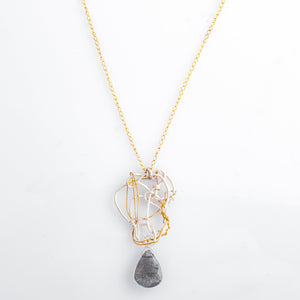 Line Pendant with Labradorite Drop