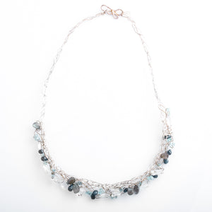 Delicate Spun Collar with Labradorite Apatite and Quartz Bib