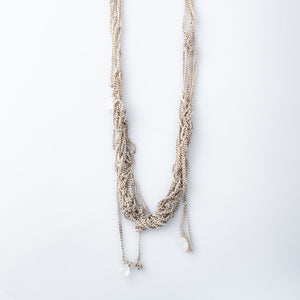 Silver Chain Necklace with Quartz Drops