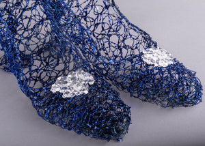 Metallic Blue Wire Slippers Sculpture ~ Caeruleum Cypripedium Parviflorum (Blue Slipper)