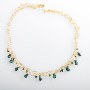 Spun Necklace with Jade briolettes