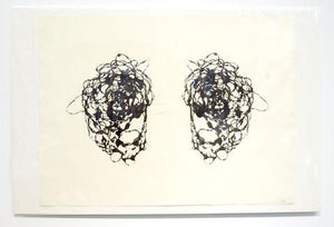 symmetrical collograph print,  printed media, home decor, interior decor