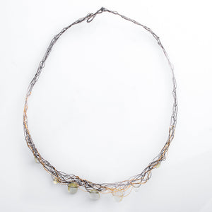 Spun Collar in Oxidized Silver with Olivine