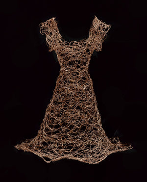 copper wire dress sculpture 