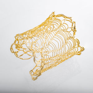 Snakeskin Pattern Knitted Gold Cuff