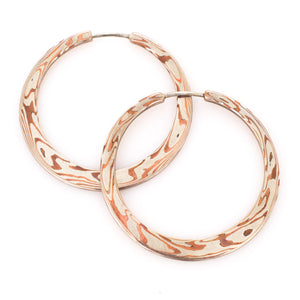 Mokume Hoop Earrings