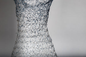 Blue Silver Sweetheart Wire Dress Sculpture ~ Vinea Crescente Dress (Growing Vine Dress)
