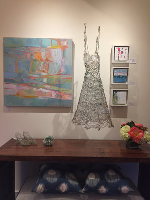Dress, Shoes, and Geode Sculpture Installed
