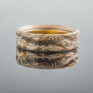 mokume gane ring mens wedding band textured woodgrain
