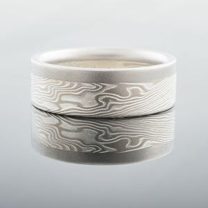 mokume gane ring mens band wedding ring woodgrain white gold