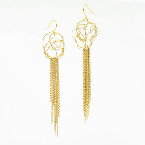 Classical and contemporary earrings with a cascade of chain.  Light, organic, and easy to wear.  2"