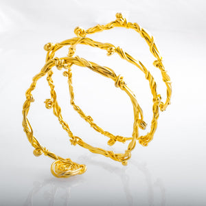 Square Spiral Pattern Gold Cuff Bracelet