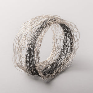Bi-Metal Spun Silver Bracelet With Stripe