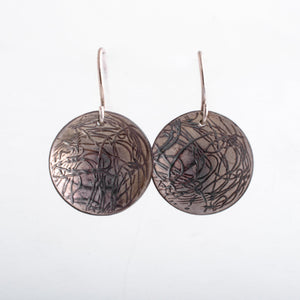 Imprinted Line Drawing Disk Earrings