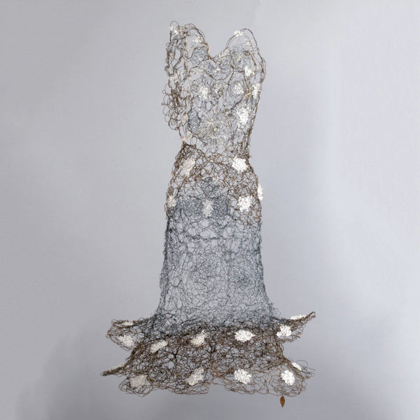Dark Blue Copper Wire Dress Sculpture With Cast Glass~ Nocte Flos (Nig ...